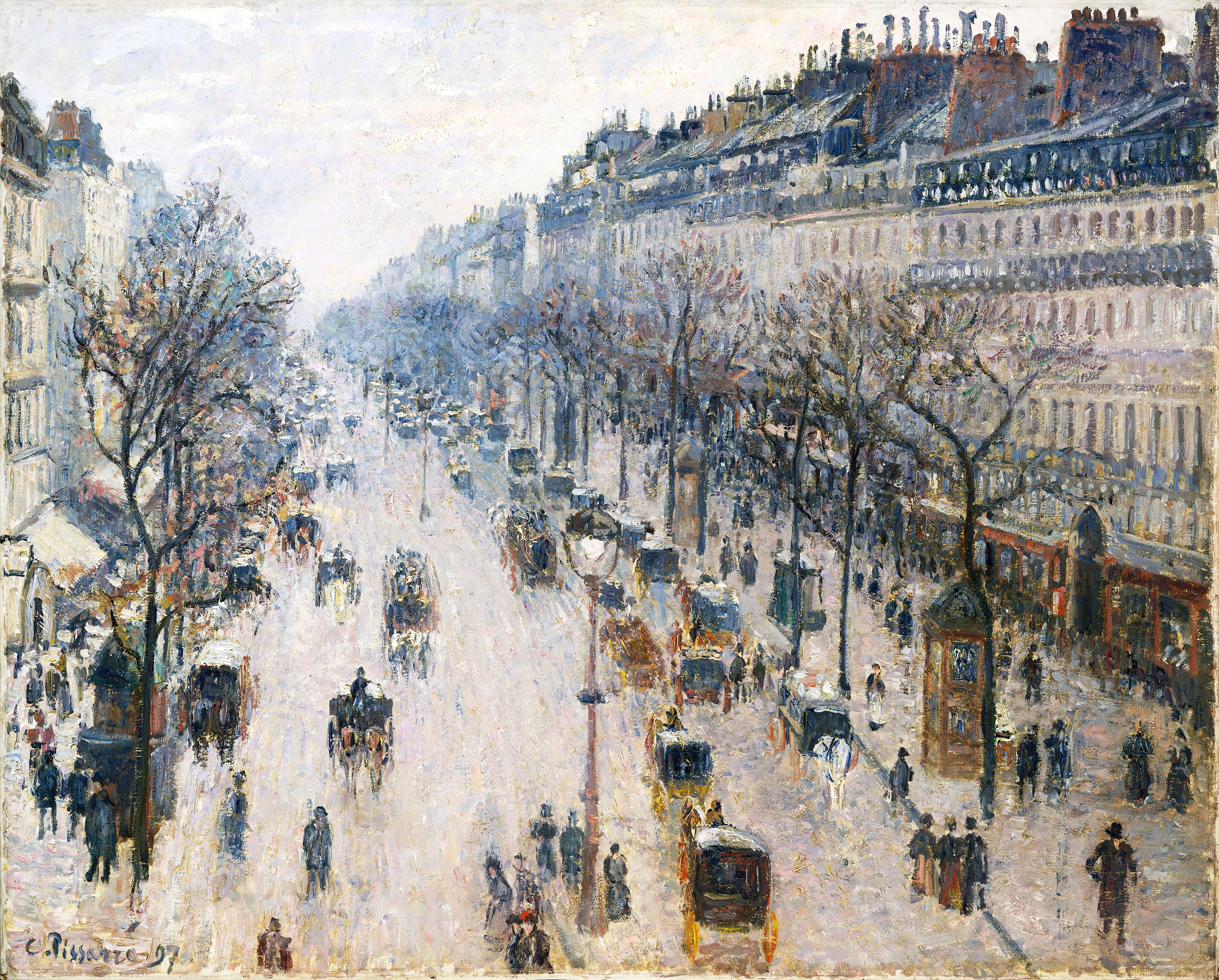 The Boulevard Montmartre on a Winter Morning (1897) by Camille Pissarro