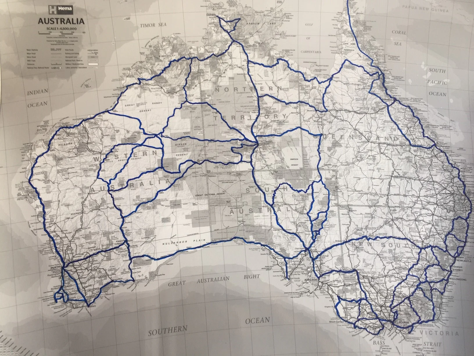 The Trip Tracker Australia Greyscale Handy Hema Map 750 x 625mm - Image 2