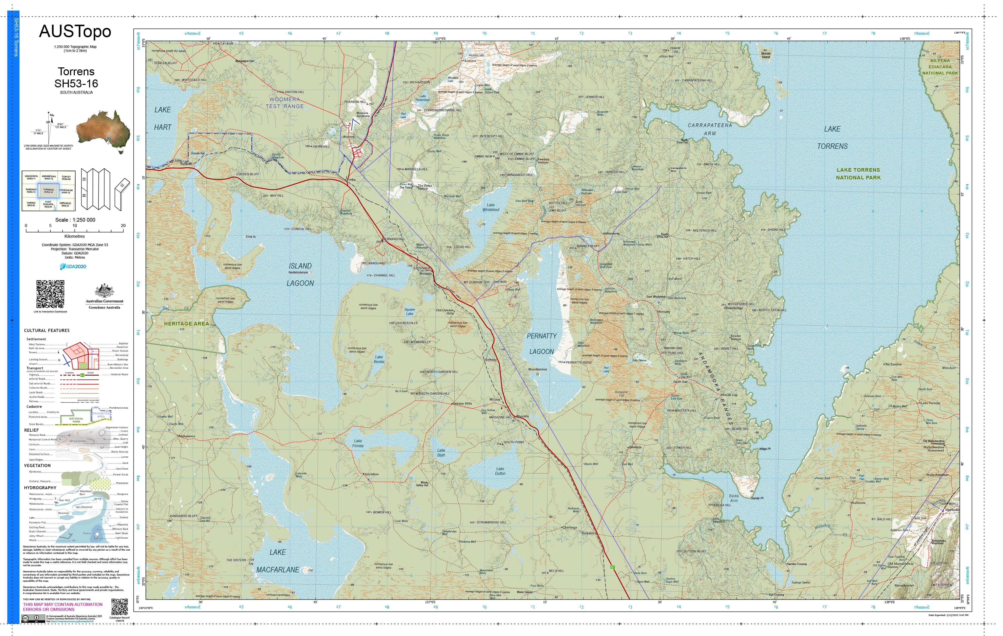 Torrens H5316 AUSTopo 1:250,000 Map