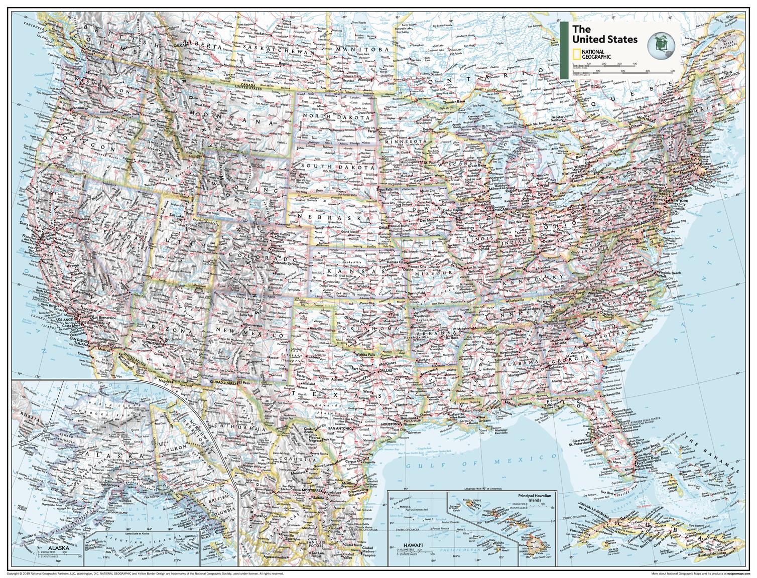 United States Political Atlas of the World, 11th Edition, National Geographic Wall Map