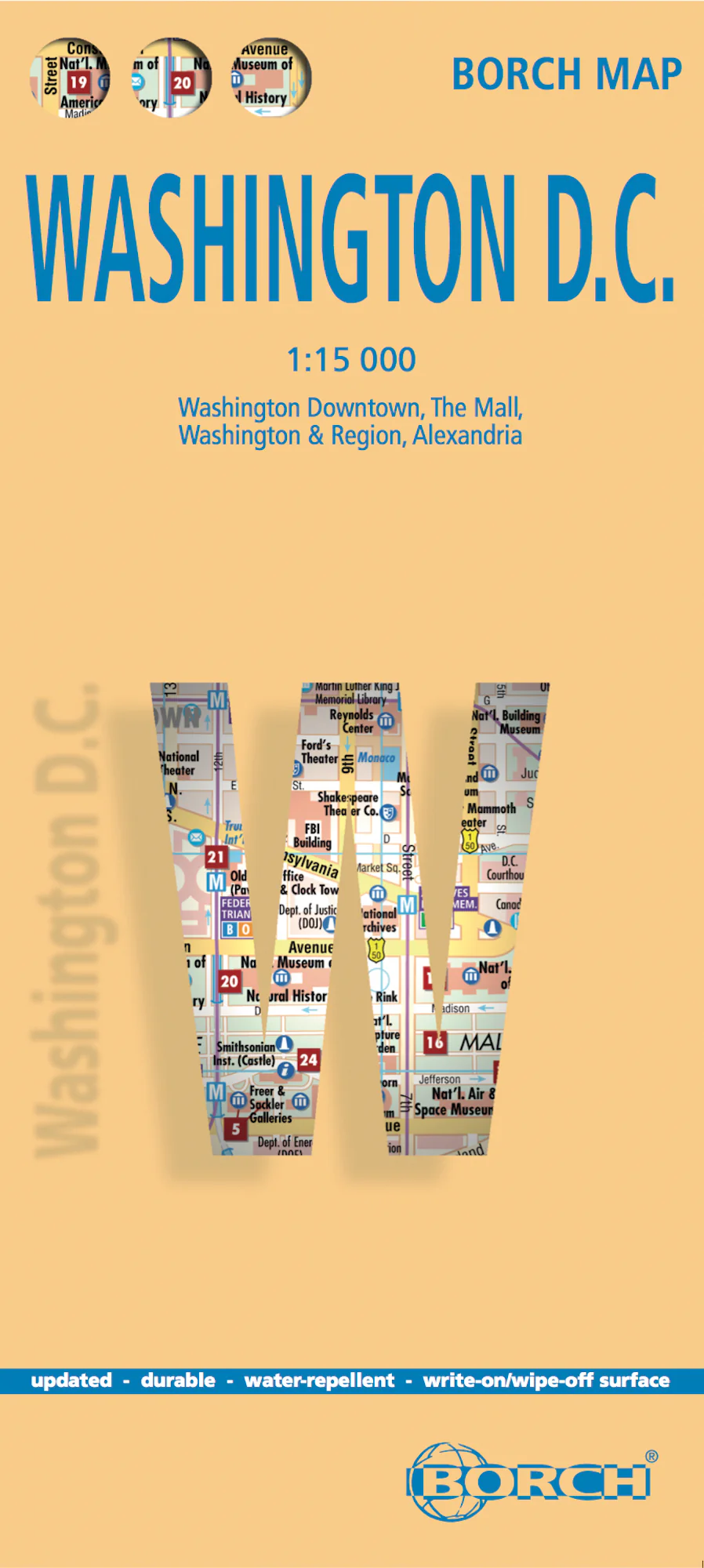 Washington D.C. Borch Folded Laminated Map