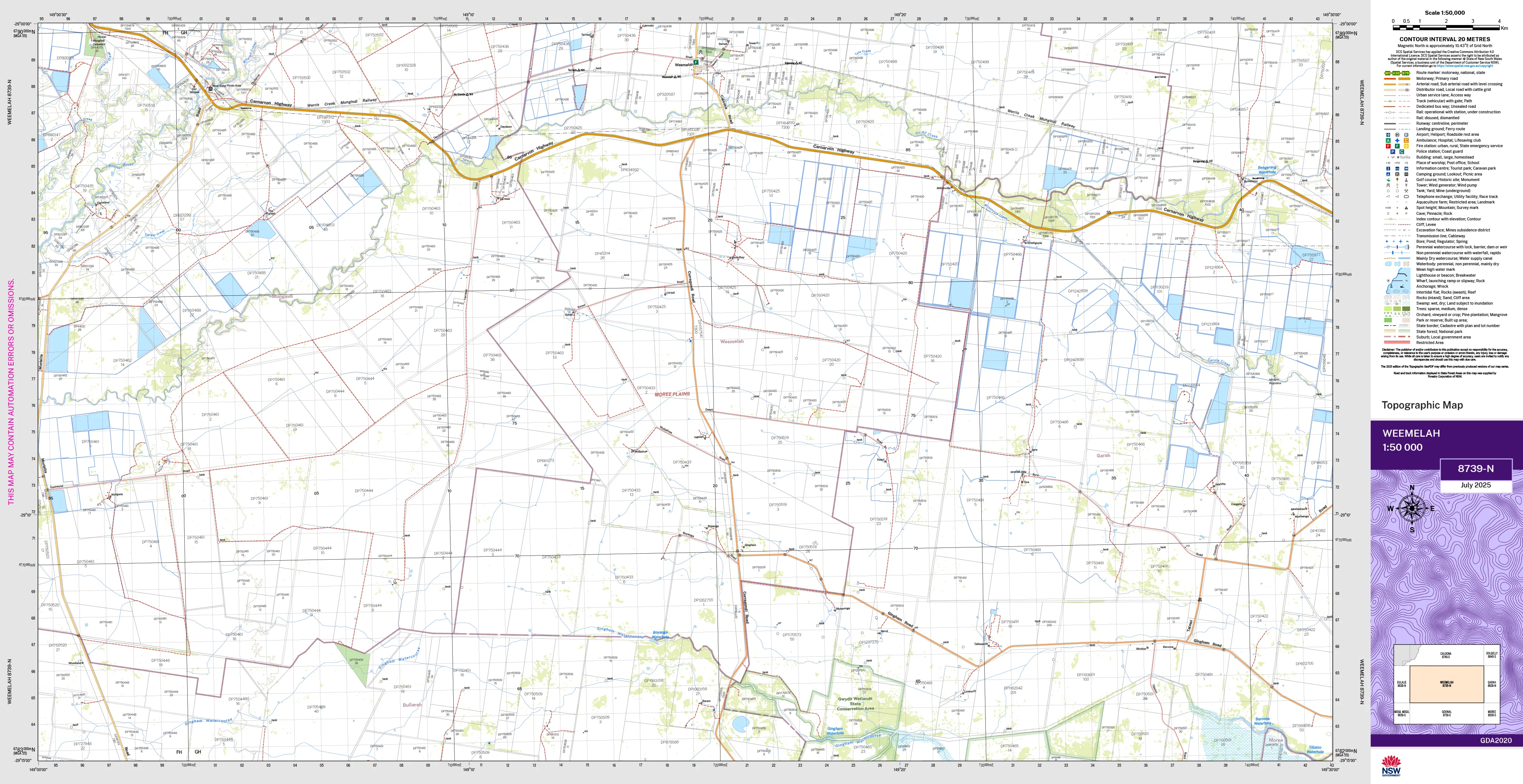 Weemelah 8739-N Topographic Map 1:50k