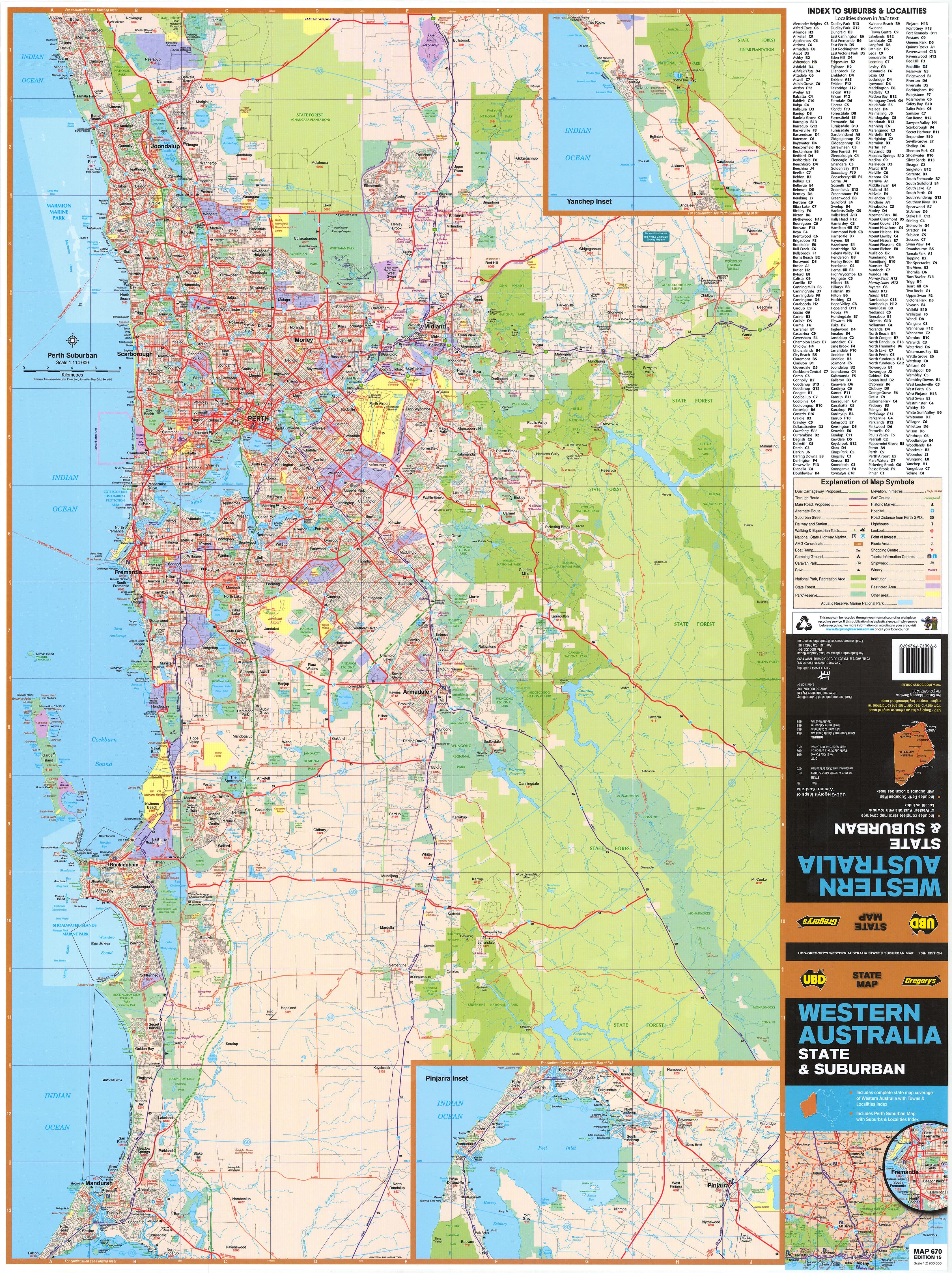 Western Australia UBD 670 map 690 x 1000mm Laminated Wall Map with Hang Rails - Image 2