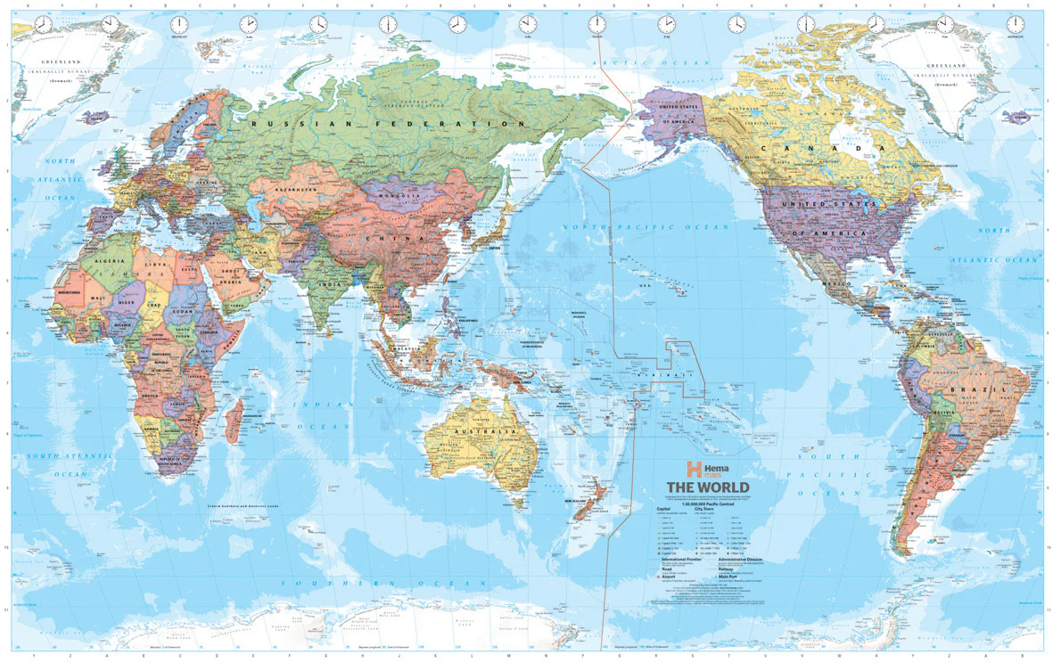 World Political Pacific Centred Hema Folded Map - Image 2